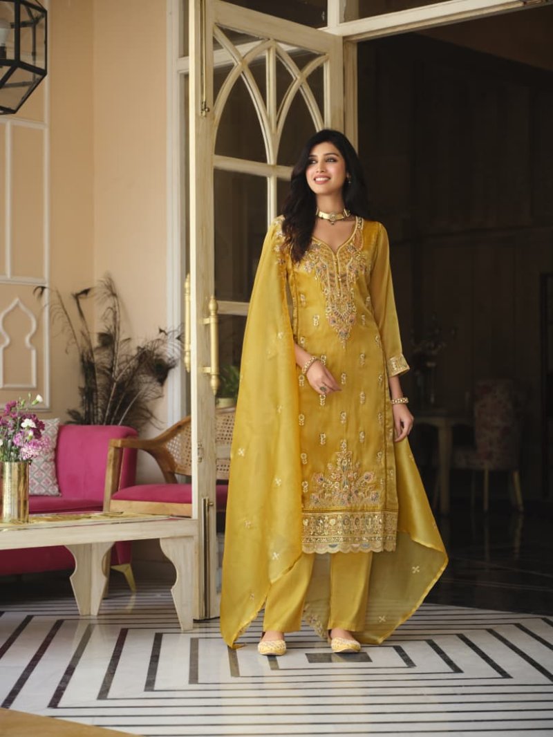 Yellow Color D 50225 A By Zaveri Simar Readymade Suits 